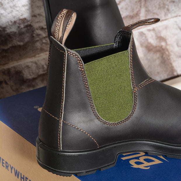 Blundstone 519 stivali uomo in pelle marrone elastico verde