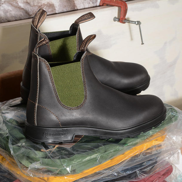 Blundstone 519 stivali uomo in pelle marrone elastico verde