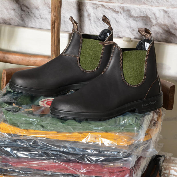 Blundstone 519 stivali uomo in pelle marrone elastico verde