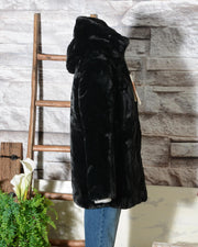Cappotto donna Save The Duck con cappuccio in ecopelliccia colore Nero D4007W FURYY 00001 (10 di 12)