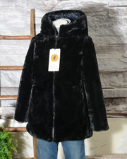 Cappotto donna Save The Duck con cappuccio in ecopelliccia colore Nero D4007W FURYY 00001 (12 di 12)