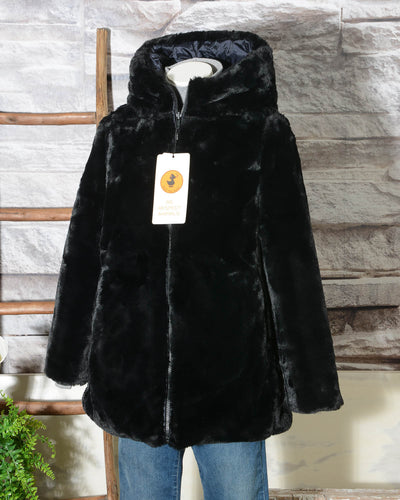 Cappotto donna Save The Duck con cappuccio in ecopelliccia colore Nero D4007W FURYY 00001 (12 di 12)