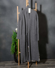 Cappotto in maglia con cintura e schiena decorazione Jacquard Roberto Collina D19041 colore GRIGIO D1919 (1 di 20)