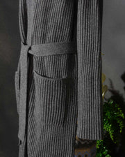Cappotto in maglia con cintura e schiena decorazione Jacquard Roberto Collina D19041 colore GRIGIO D1919 (18 di 20)