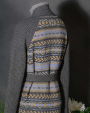 Cappotto in maglia con cintura e schiena decorazione Jacquard Roberto Collina D19041 colore GRIGIO D1919 (19 di 20)