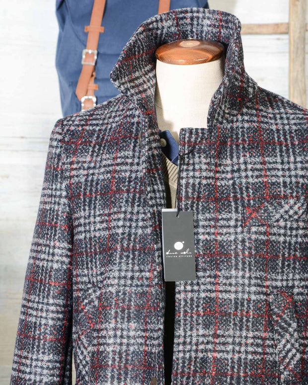 Cappotto uomo Due Soli in lana SHORT COAT SUGAR DS38 principe di galles (1)