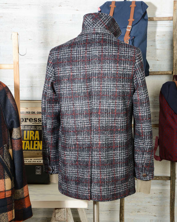 Cappotto uomo Due Soli in lana SHORT COAT SUGAR DS38 principe di galles (5)