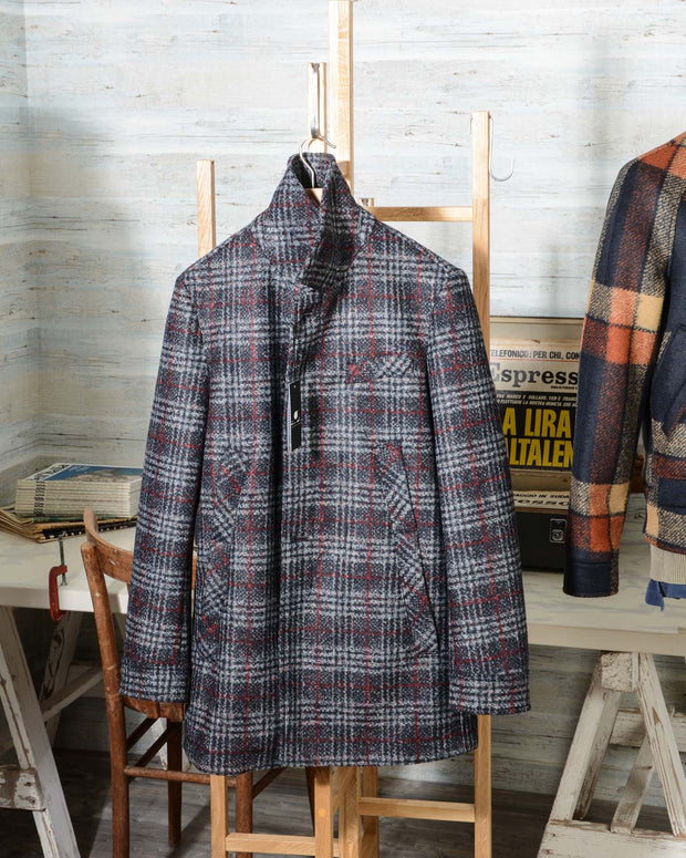 Cappotto uomo Due Soli in lana SHORT COAT SUGAR DS38 principe di galles (8)