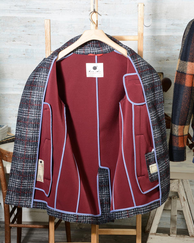 Cappotto uomo Due Soli in lana SHORT COAT SUGAR DS38 principe di galles (9)