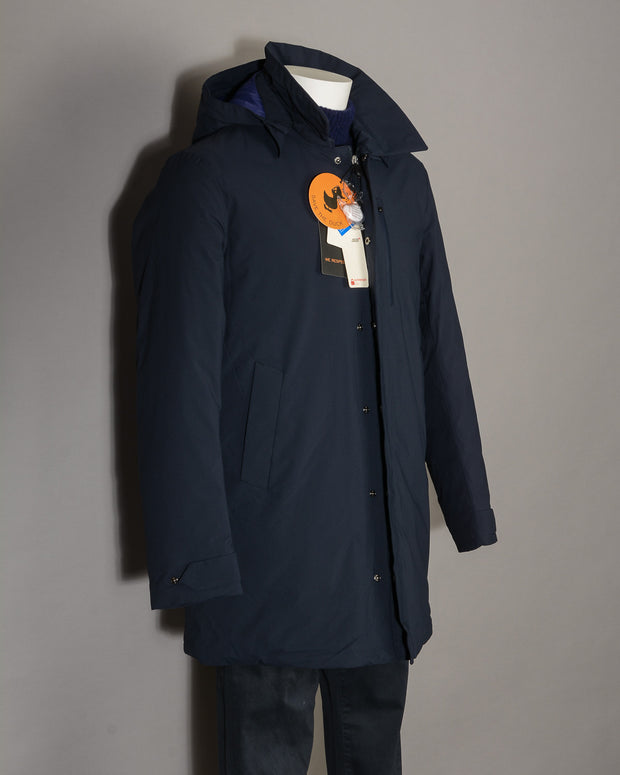 Cappotto uomo blu scuro Save The Duck D4202M MATT9 00146 Blue Black liscio esternamente con cappuccio -7