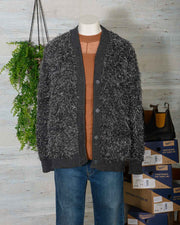 Cardigan donna in lana merino Roberto Collina B19020 colore grigio scuro con inserti in lurex -1