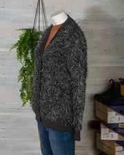 Cardigan donna in lana merino Roberto Collina B19020 colore grigio scuro con inserti in lurex -6