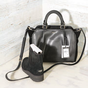 DKNY Handbags Fall 2017 Small Satchel Black R3140100 with suede (2)