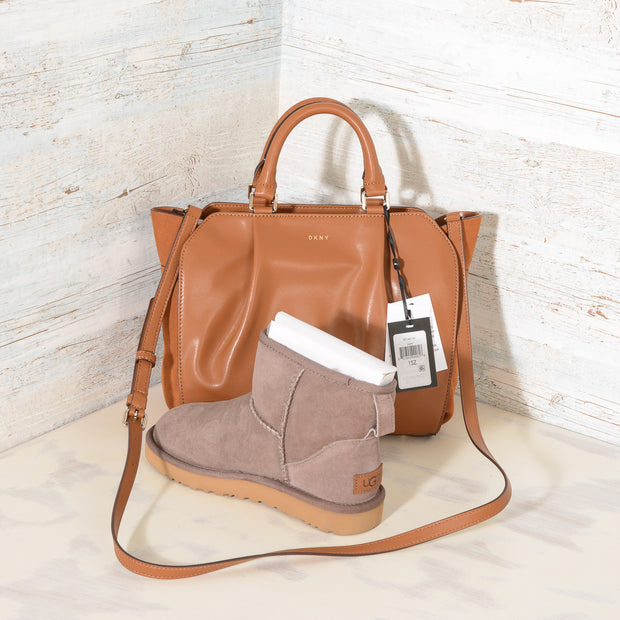DKNY Handbags Fall 2017 Small Satchel Camel R3140100 with suede (2)