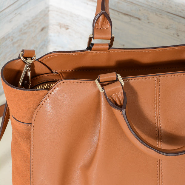 DKNY Handbags Fall 2017 Small Satchel Camel R3140100 with suede (4)