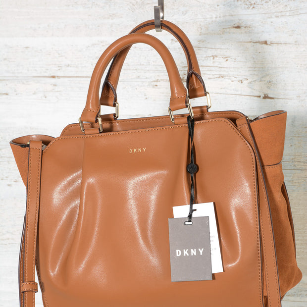 DKNY Handbags Fall 2017 Small Satchel Camel R3140100 with suede (7)