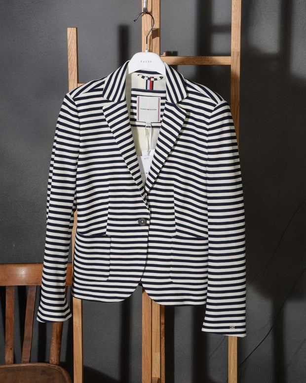 Giacca Blazer donna in cotone Tommy Hilfiger a righe WW0WW27847 03O - BEEHIVE JERSEY (10 di 15)