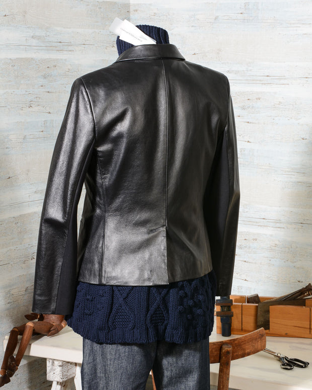 Giacca Donna Karan in pelle nera DKNY style P355451Y in promozione scontata in offerta (3)