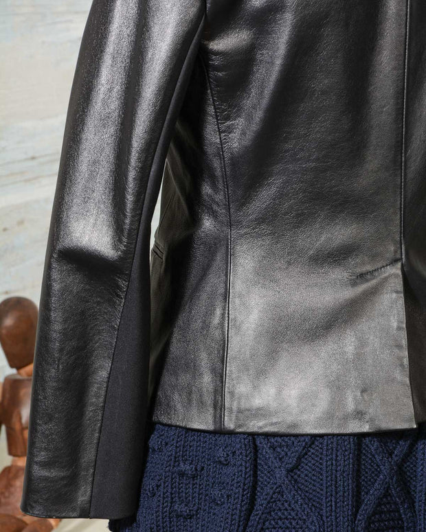 Giacca Donna Karan in pelle nera DKNY style P355451Y in promozione scontata in offerta (4)