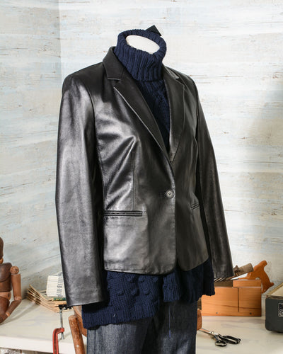 Giacca Donna Karan in pelle nera DKNY style P355451Y in promozione scontata in offerta (6)