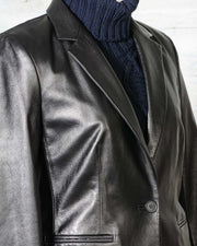 Giacca Donna Karan in pelle nera DKNY style P355451Y in promozione scontata in offerta (7)