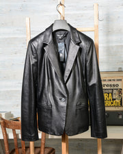 Giacca Donna Karan in pelle nera DKNY style P355451Y in promozione scontata in offerta (9)