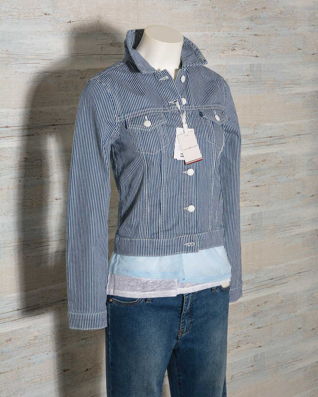 Giubbino jeans donna di Tommy Hilfiger in denim a righe WW0WW30180 SLIM Jacket (13 di 13)