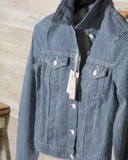 Giubbino jeans donna di Tommy Hilfiger in denim a righe WW0WW30180 SLIM Jacket (3 di 13)