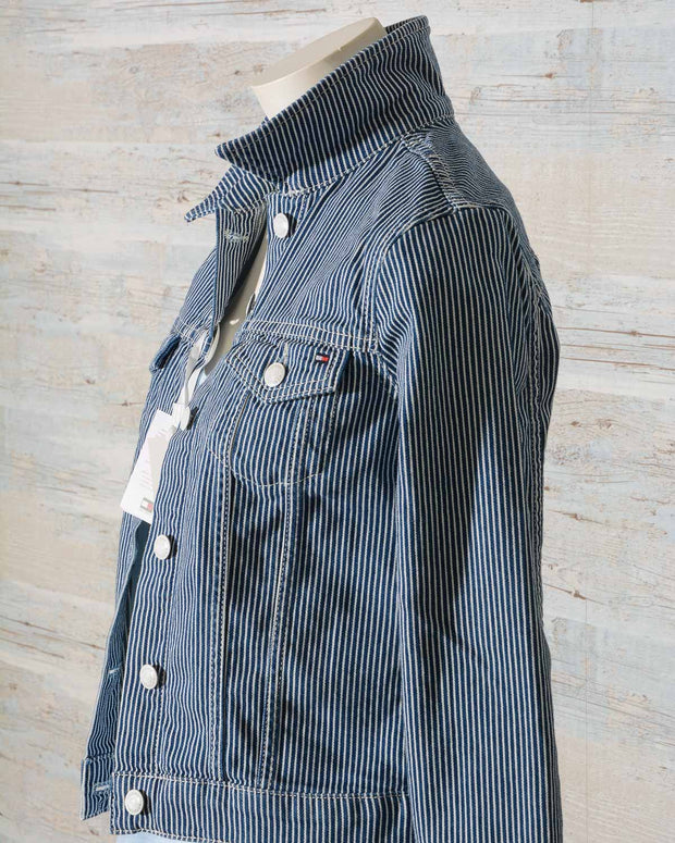 Giubbino jeans donna di Tommy Hilfiger in denim a righe WW0WW30180 SLIM Jacket (7 di 13)