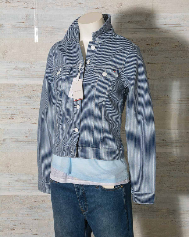 Giubbino jeans donna di Tommy Hilfiger in denim a righe WW0WW30180 SLIM Jacket (9 di 13)