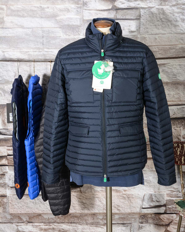 Field Jacket Uomo Save The Duck D3335M RECY6 GIUBBOTTO Blue Black