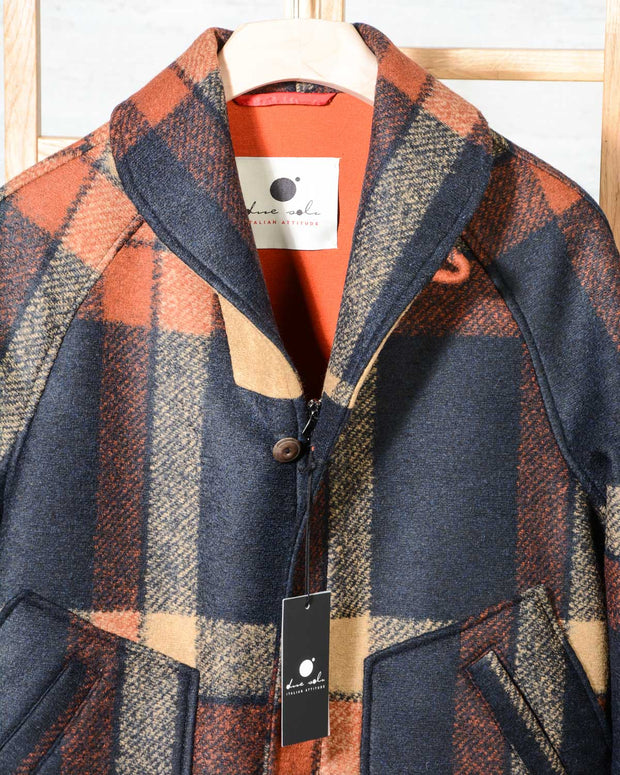 Giubbino uomo in lana Due Soli BLOUSON LIVORNESE SENZA COLLO DS35 Check (2)