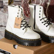 Dr Martens Jadon White 15265100 Polished Smooth Stivale donna bianco