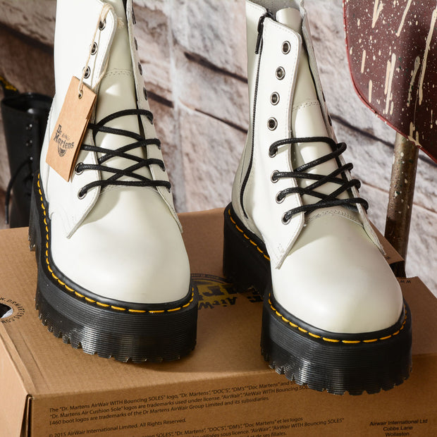 Dr Martens Jadon White 15265100 Polished Smooth Stivale donna bianco