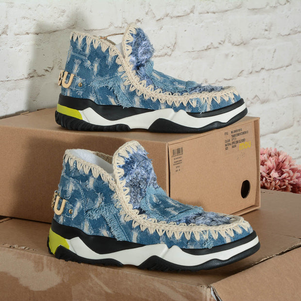 MOU Boots Eskimo Trainer Denim Patchwork 15 cm versione leggera