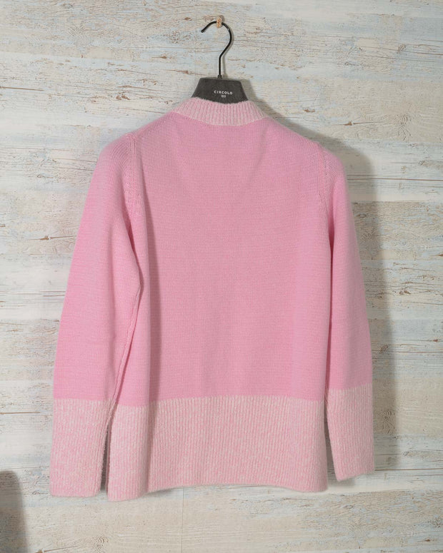 Maglia donna girocollo Hubert Gasser in cashmere e seta colore Rosa -10