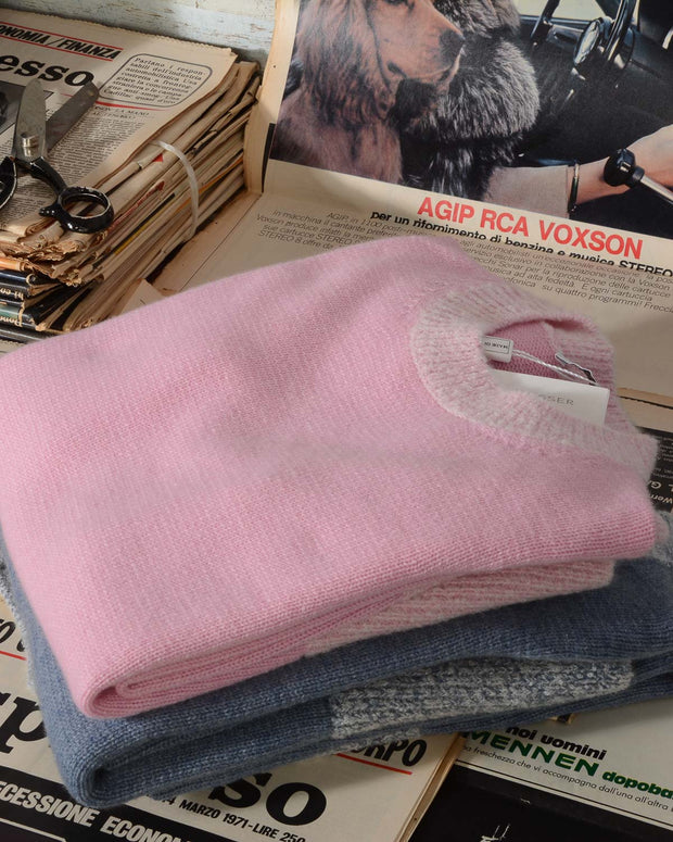 Maglia donna girocollo Hubert Gasser in cashmere e seta colore Rosa -2