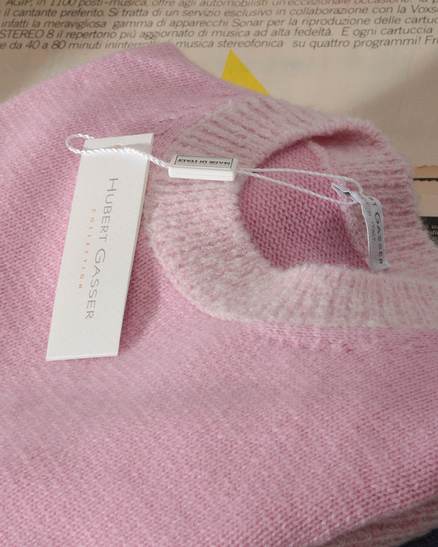 Maglia donna girocollo Hubert Gasser in cashmere e seta colore Rosa -3