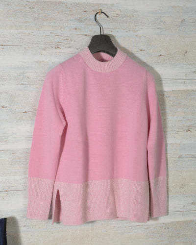 Maglia donna girocollo Hubert Gasser in cashmere e seta colore Rosa -5