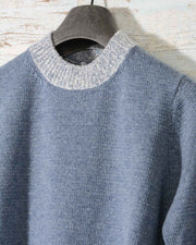 Maglia donna girocollo Hubert Gasser made in italy in cashmere e seta colore Azzurro -11