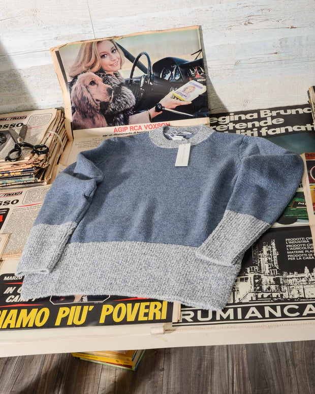Maglia donna girocollo Hubert Gasser made in italy in cashmere e seta colore Azzurro -21