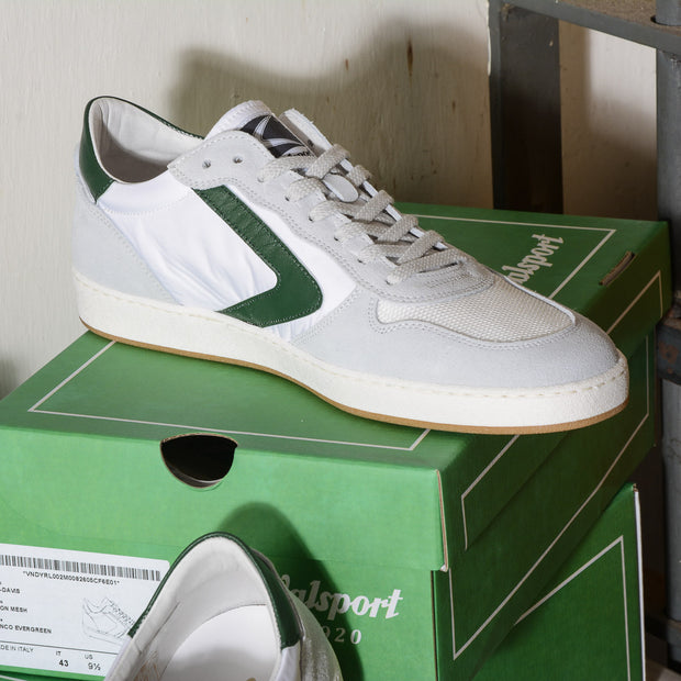 New Davis Valsport 1920 Sneakers uomo in pelle e NYLON MESH bianco verde evergreen