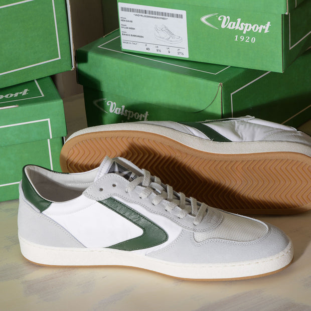 New Davis Valsport 1920 Sneakers uomo in pelle e NYLON MESH bianco verde evergreen