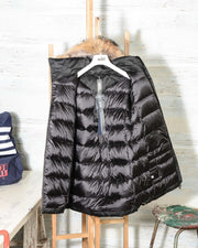 Parka Donna ADD nero KAW663 in piuma d'oca bordato in pelliccia -2