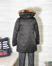 Parka Donna ADD nero KAW663 in piuma d'oca bordato in pelliccia -6