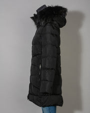 Piumino donna ADD WAW004 colore nero con cappuccio rimovibile e collo in pelliccia -9