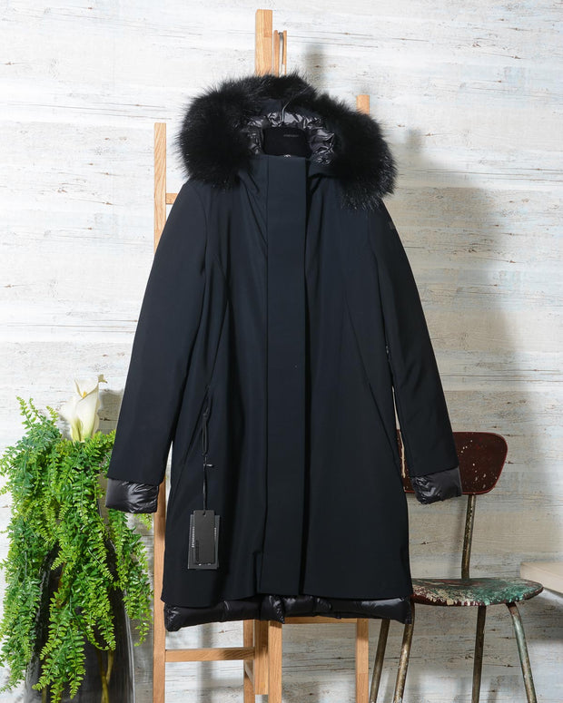 RRD GIACCONE DONNA WINTER LIGHT LONG LADY FUR NERO W21505FT