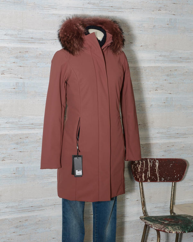 RRD GIACCONE DONNA WINTER LONG LADY FUR ROSSO-BORDEAUX W21501FT