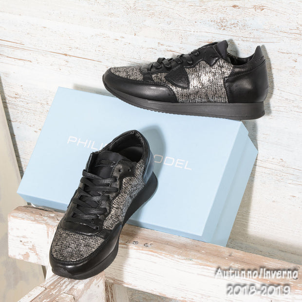 Sneaker nera-grigia in pelle Philippe Model TRLD QM18