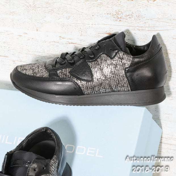 Sneaker nera-grigia in pelle Philippe Model TRLD QM18